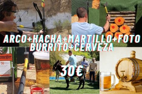 HACHAS + ARCO + MARTILLO + FOTO BURRITO + CERVEZA